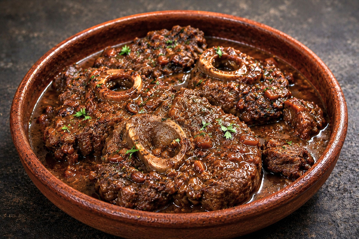 Ossobuco elaborado mediante cocción lenta a baja temperatura